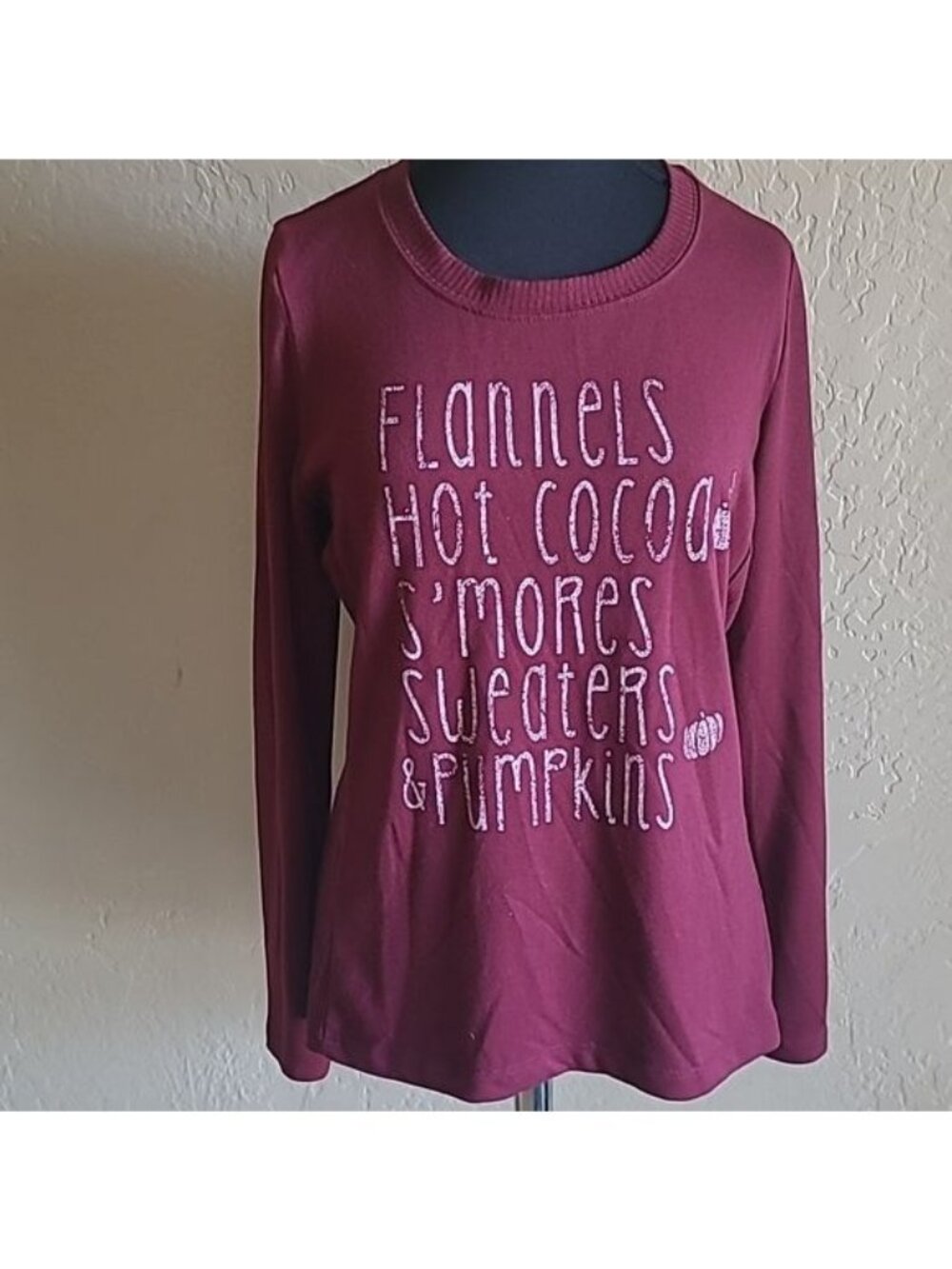 Modern Canvas Maroon Fall Winter Script blouse S